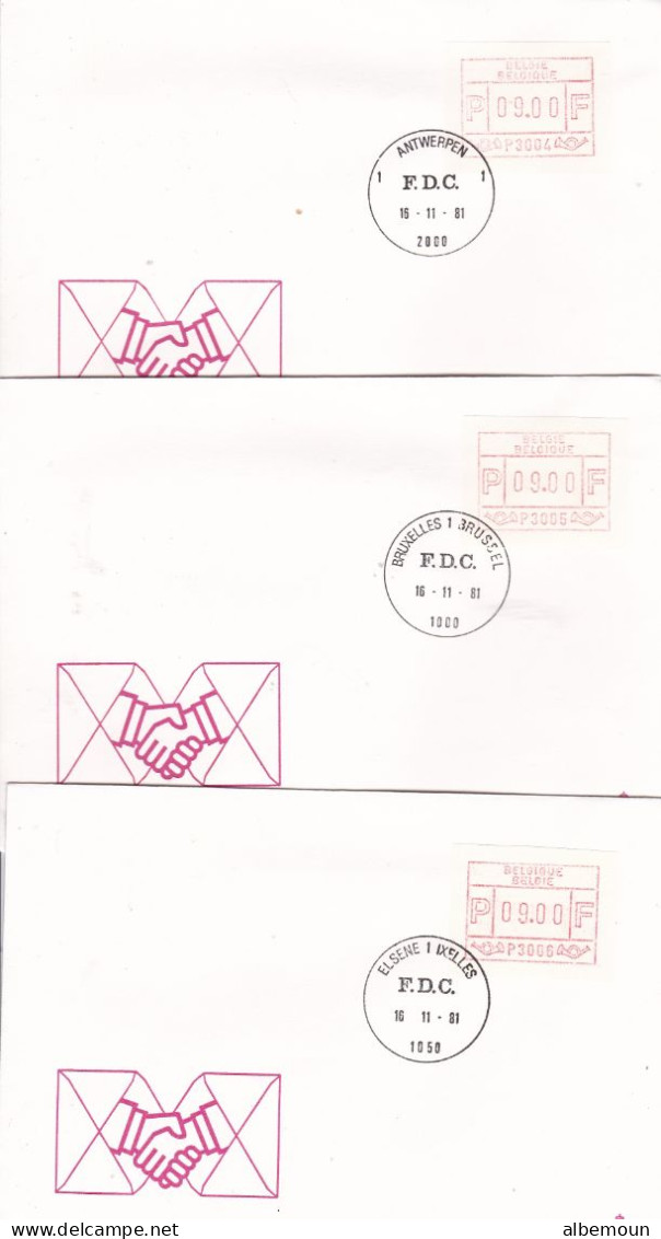 Belgique  ATM Premier Jour 1981 Étiquettes à 9 Francs 3001-3006 - Oblitérés