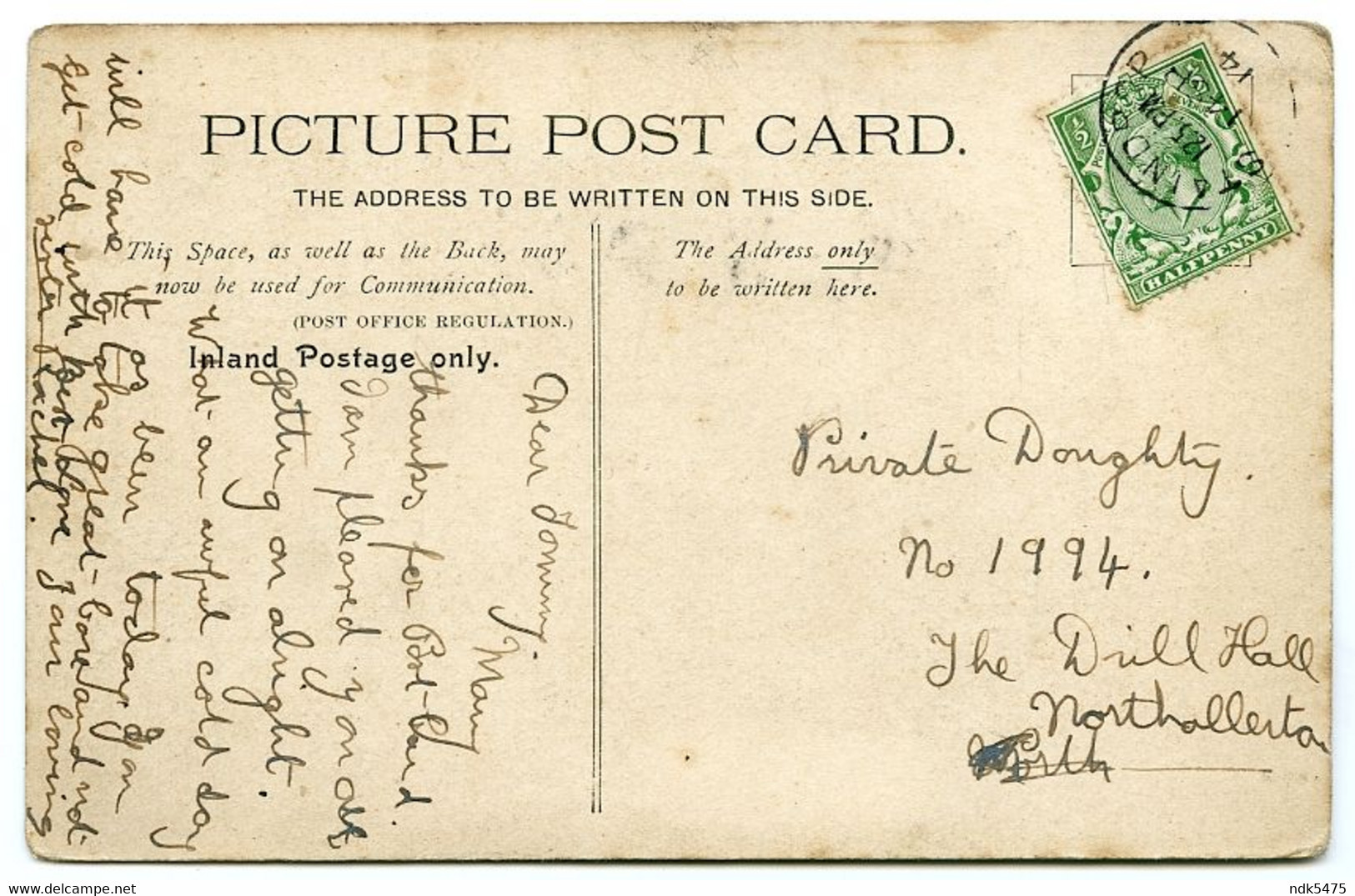 RABY CASTLE / POSTMARK - STAINDROP (SINGLE CIRCLE) / ADDRESS - NORTHALLERTON, DRILL HALL (DOUGHTY) - Other & Unclassified