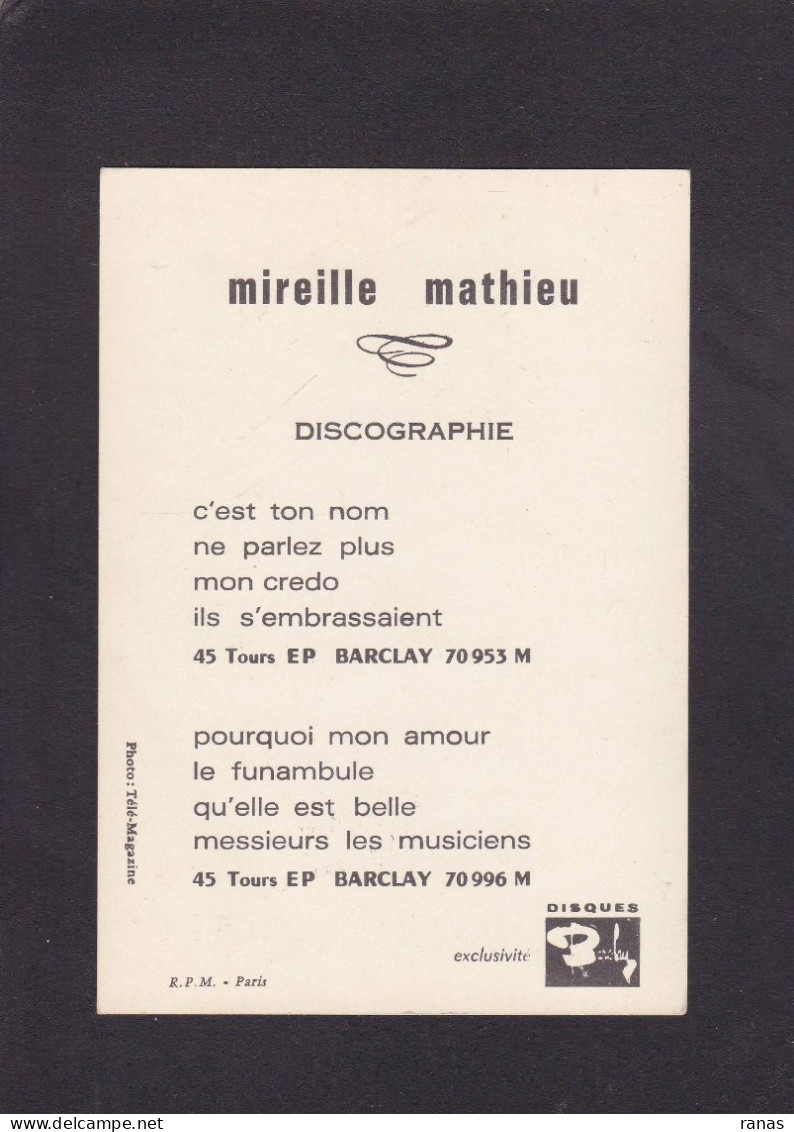 CPM Autographe Signature Mireille Mathieu Chanteuse Non Circulée Voir Dos - Sänger Und Musiker