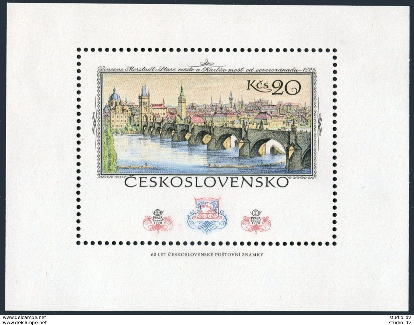 Czechoslovakia 2192-2195,2196,MNH. PRAGA-1978.New & Old Town,Charles Bridges.Art - Unused Stamps