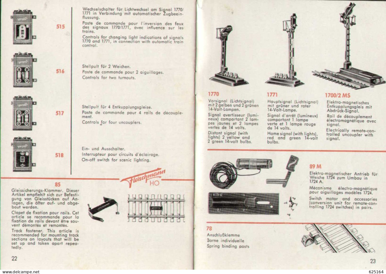 Catalogue FLEISCHMANN 1964 MK  HO 1/87 - FÜR DEN ANFÄNGER  - En Allemand, Français Et Anglais - Deutsch