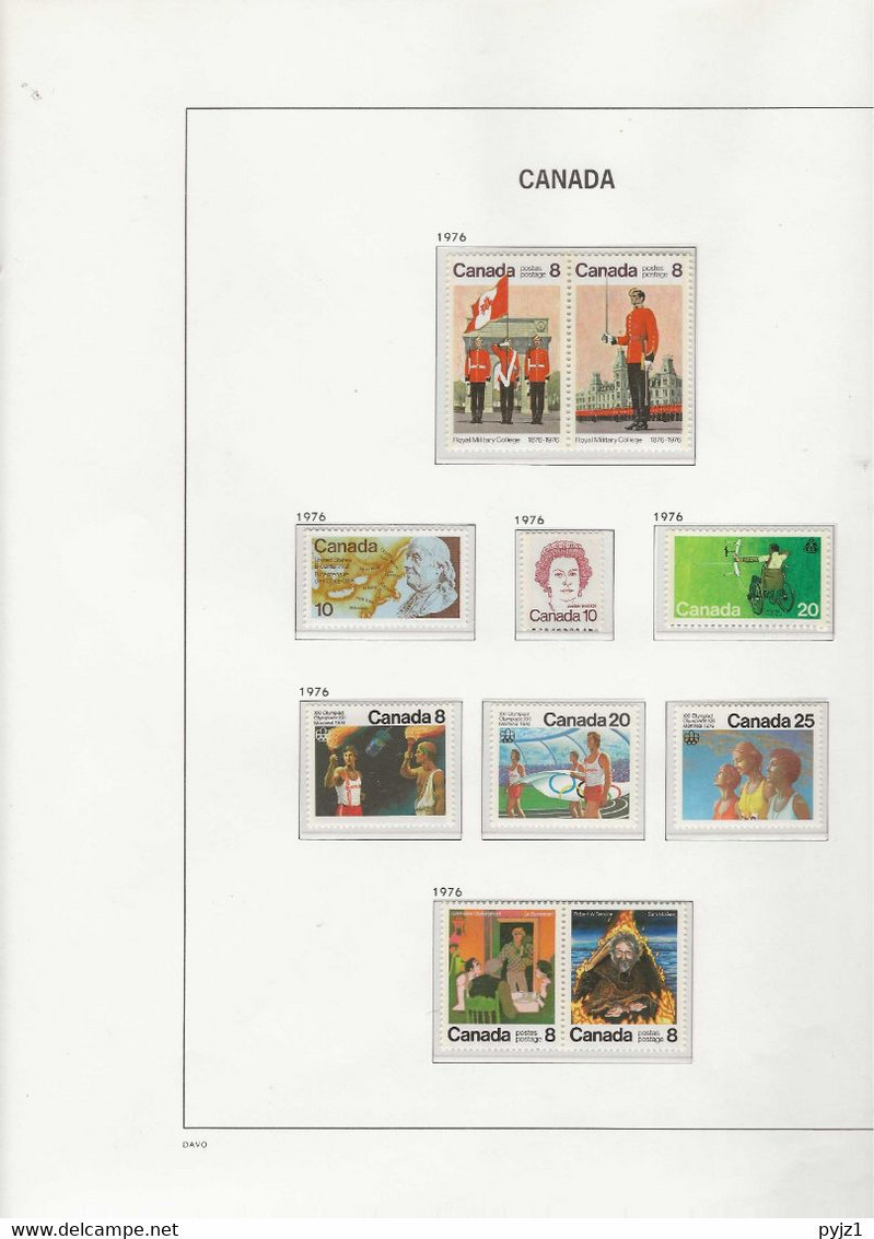 1976 MNH Canada Year Collection According To DAVO Album Postfris** - Volledige Jaargang