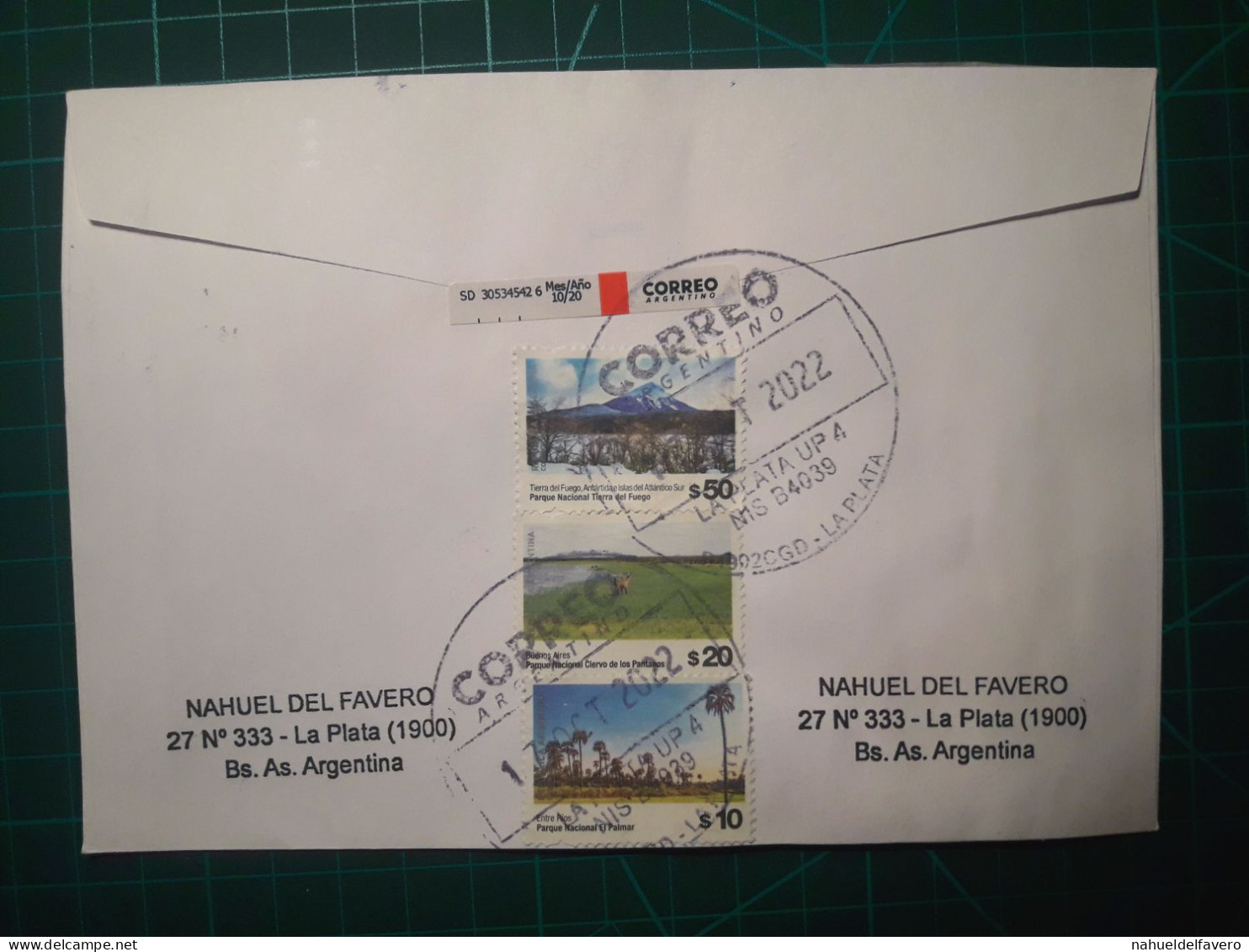 ARGENTINE, Enveloppe Envoyée à La Plata, Argentine, Avec Une Belle Variété De Timbres Postaux (Paysages Naturels Nationa - Used Stamps