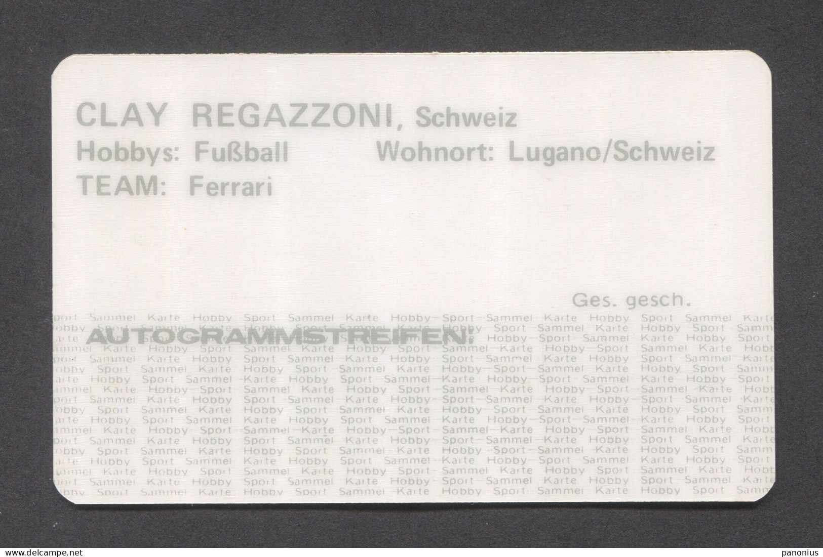 Clay Regazzoni  Formula 1 Racing Team Ferrari  Grand Prix - Car Racing - F1