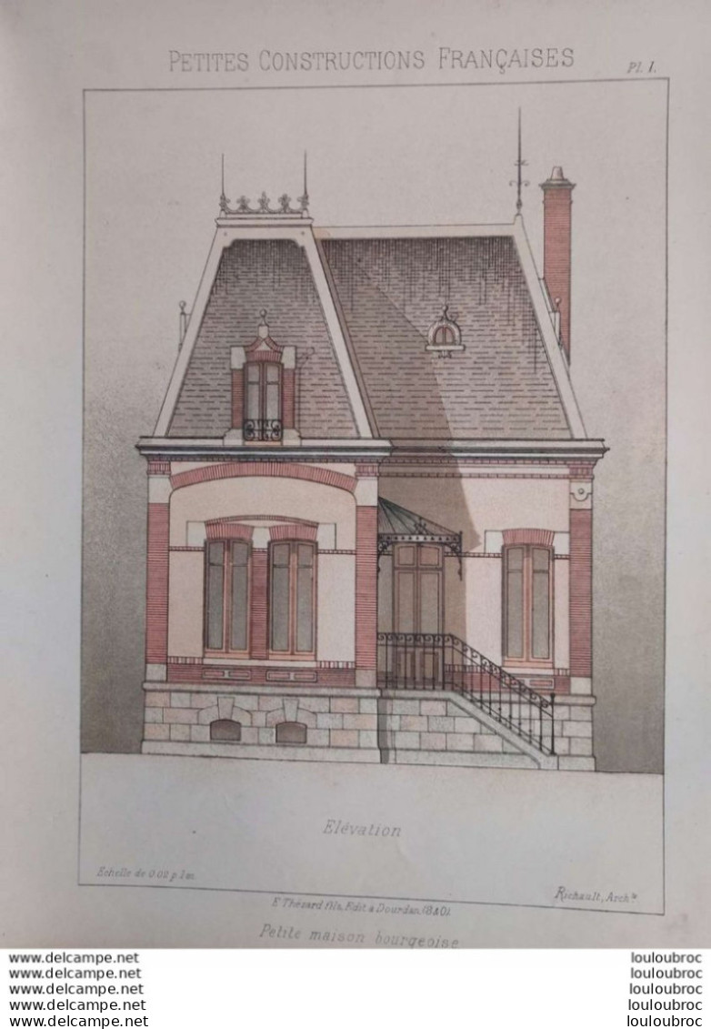 PETITES CONSTRUCTIONS FRANCAISES PL. 1 A 4   EDIT. THEZARD PETITE MAISON BOURGEOISE - Architektur