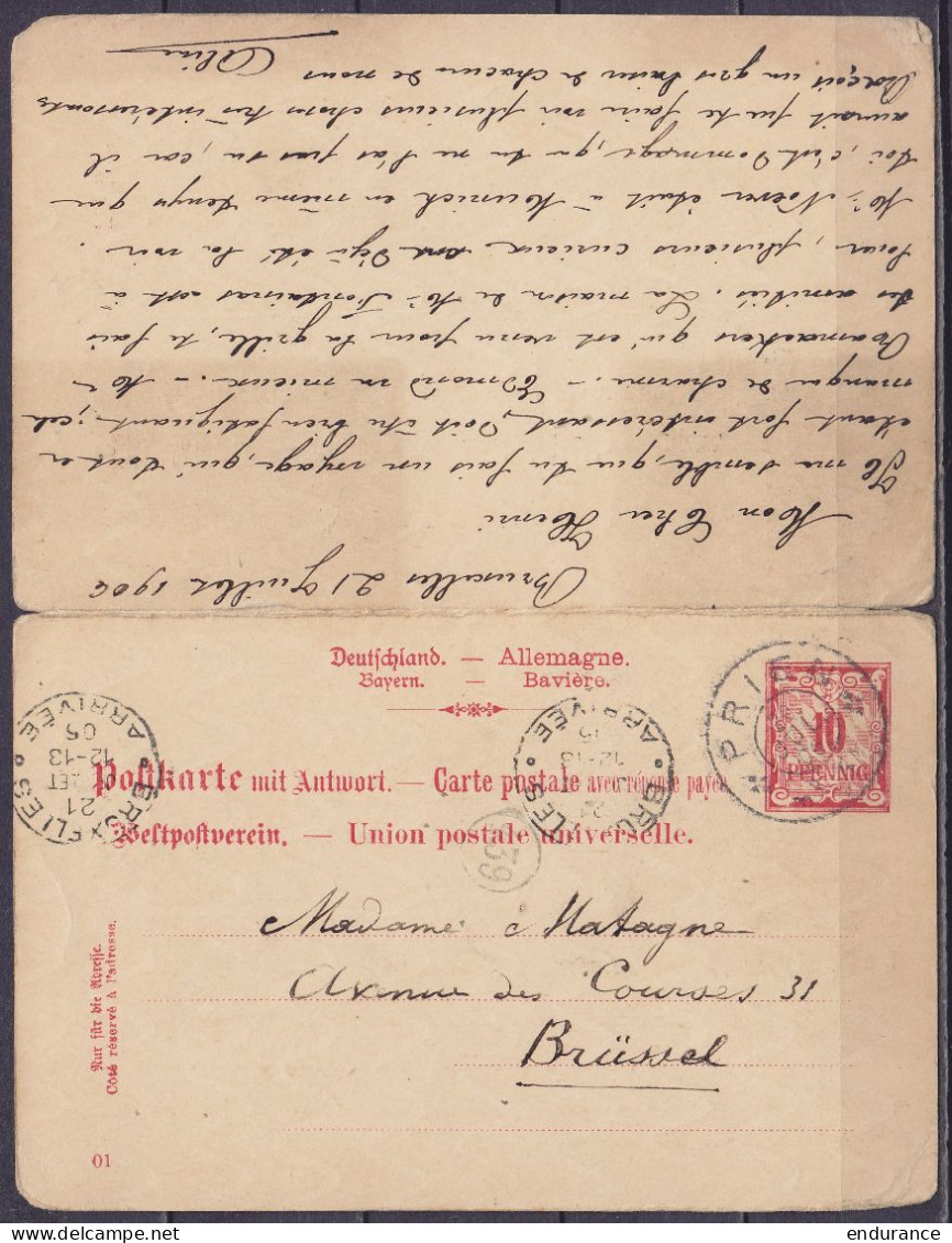 Allemagne Bavière - EP CP 10pf Càd PRIEN /20 JUL. 1906 Pour BRUXELLES Réexpédiée à INNSBRÜCK Autriche Avec Partie 'Répon - Antwoord-betaald Briefkaarten