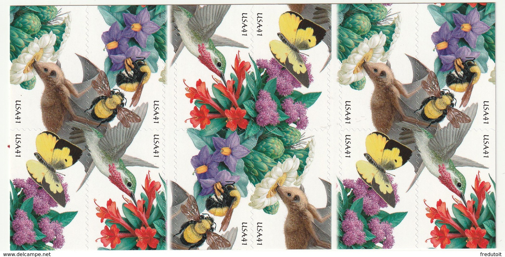 ETATS UNIS - Carnet N° C3935 ** (2007) Pollinisation : Fleurs , Oiseaux , Insectes Et Chauve-souris. - 1981-...