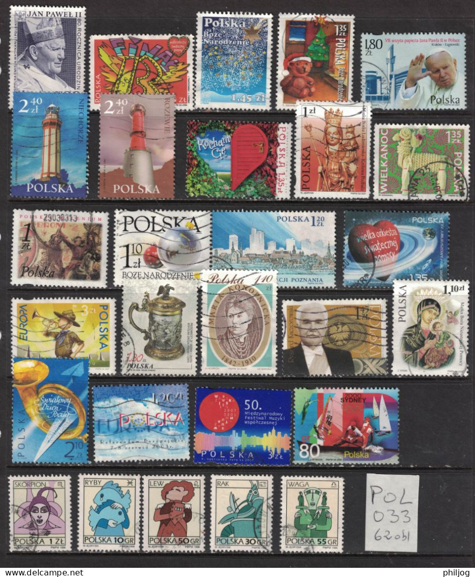 Pologne - Années 2000 - Lot De 62 Oblitérés Ayant Circulés - Jean-Paul II, Monuments, Phares, Scout, Etc. - Used Stamps