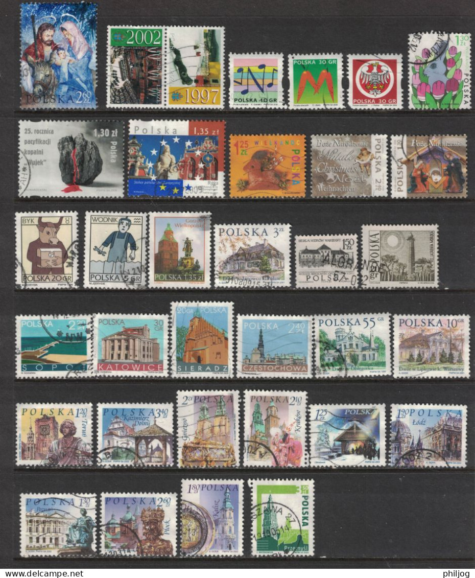 Pologne - Années 2000 - Lot De 62 Oblitérés Ayant Circulés - Jean-Paul II, Monuments, Phares, Scout, Etc. - Gebraucht