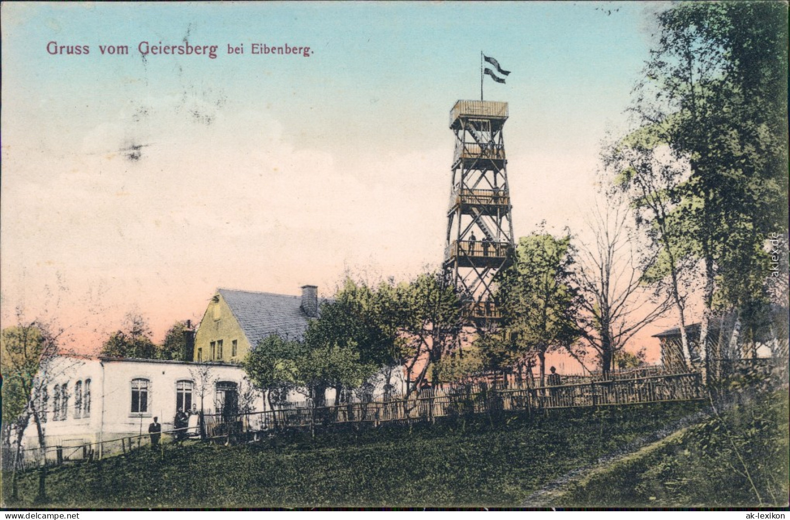 Eibenberg (Erzgebirge)-Burkhardtsdorf  Geiersberg - Turm  Restauration 1900 - Burkhardtsdorf
