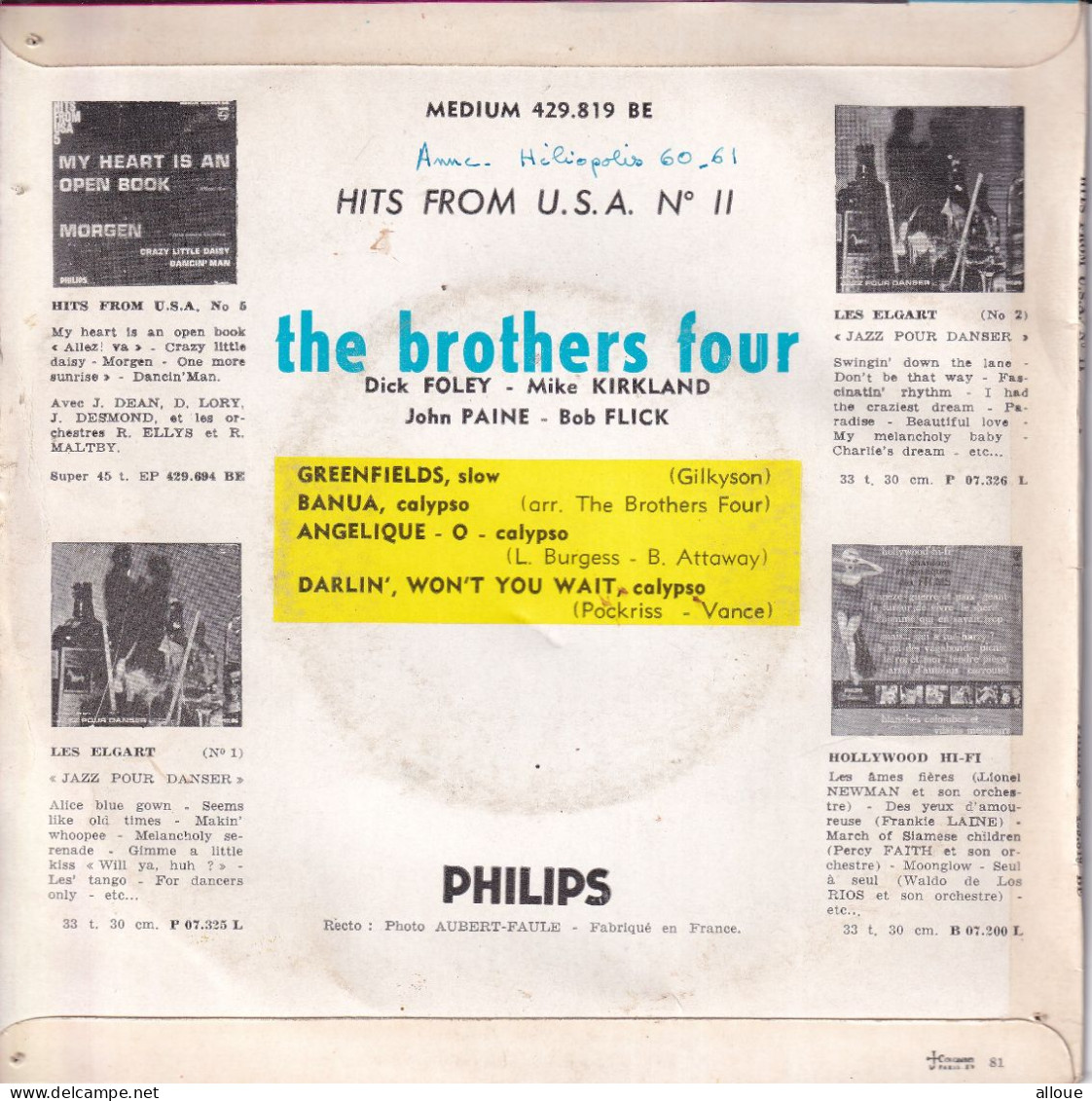 THE BROTHERS FOUR - FR EP - GREENFIELDS  + 3 - Country & Folk