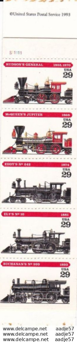 1993 USA Locomotives Stamps Sc#2843-47 MI 2479/2483 Compleet 4 Sheets 20 X 29c Stamps MNH** - 1981-...