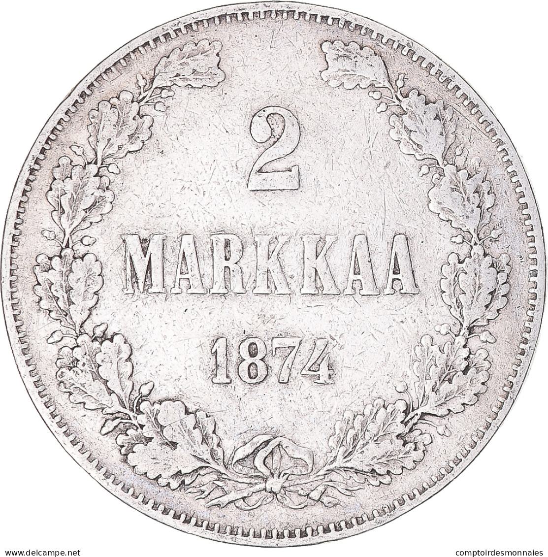 Monnaie, Finlande, Alexander II, 2 Markkaa, 1874, Helsinki, TB+, Argent, KM:7.2 - Finland