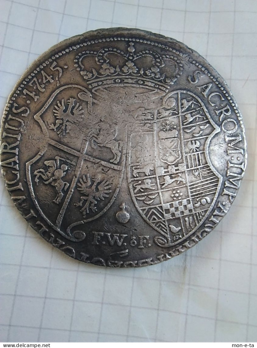 Thaler Rare 1745 Sachsen Albertinnische Line Taler.Selten Silver 500 Weight 29gr  Diameter 46mm - Taler Et Doppeltaler