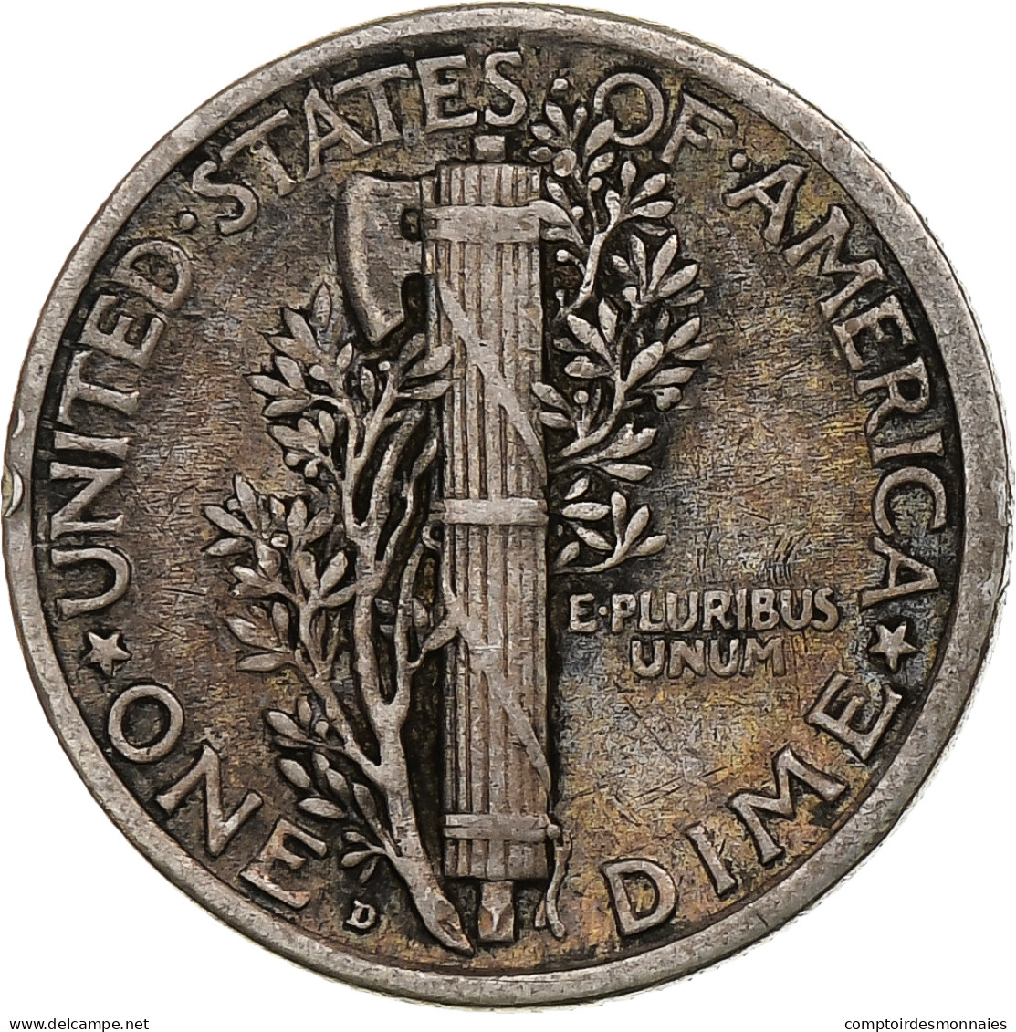 États-Unis, Dime, Mercury, 1918, Denver, Argent, TTB, KM:140 - 1916-1945: Mercury (Mercure)