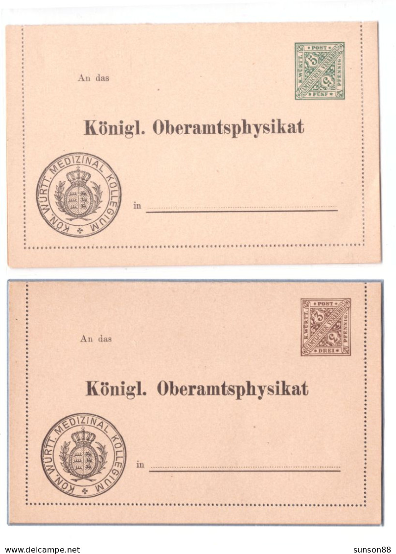 Germany Wurttemberg Collection And Control Of Epidemiologic Data. 2 Item - Postwaardestukken