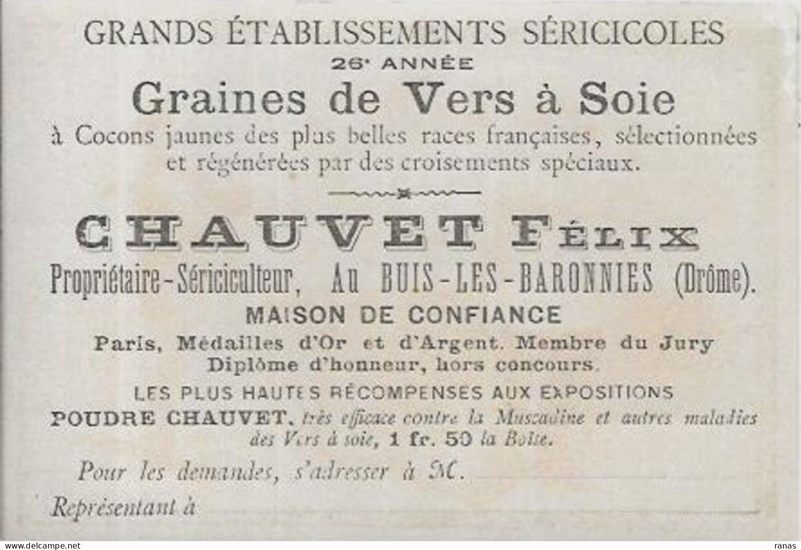 Chromo Escrime épée Duel Publicitaire Vers à Soie Buis Les Baronnies Drôme Sériculture 11, 3 X 7,6 - Andere & Zonder Classificatie