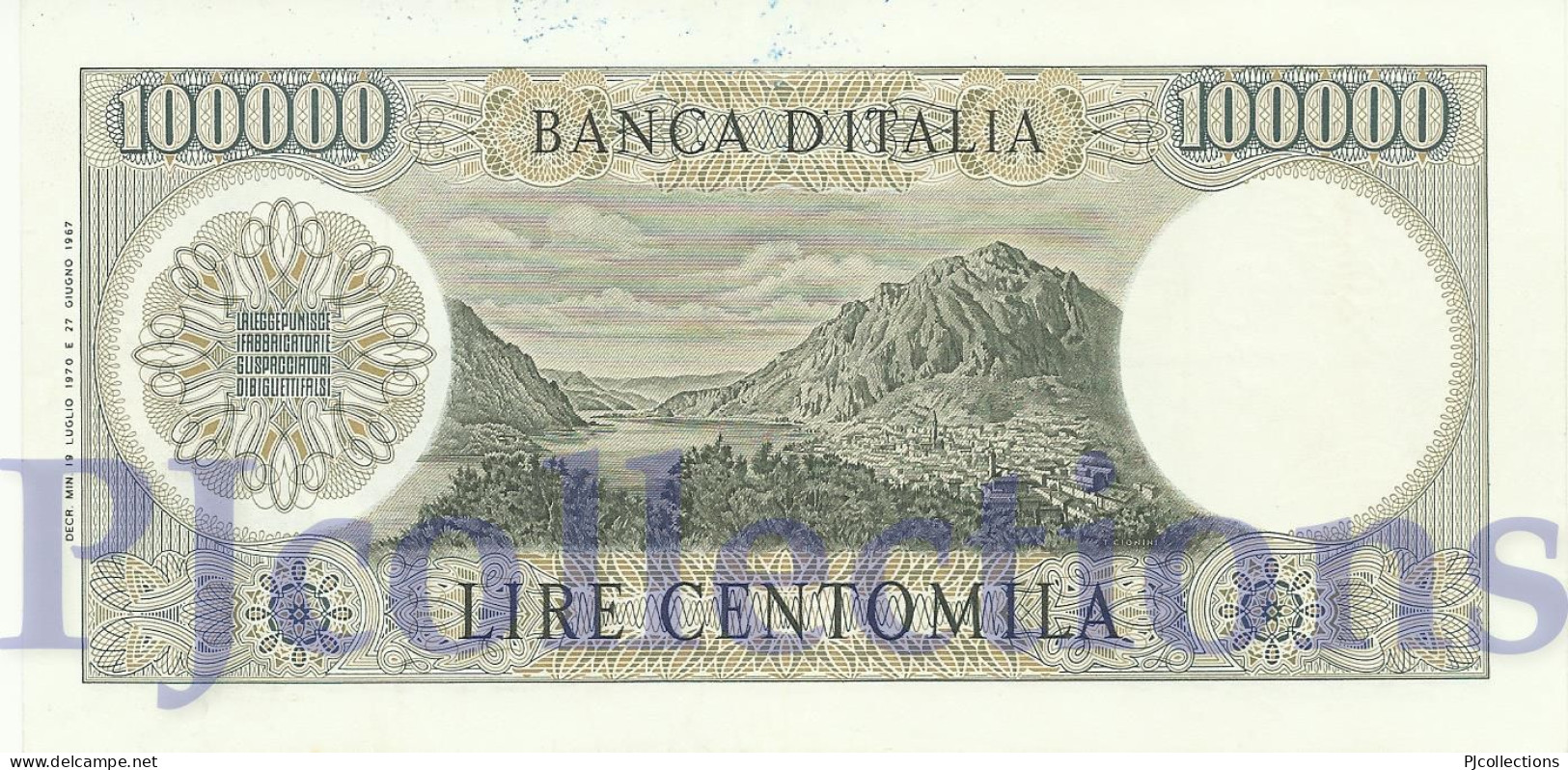 ITALIA - ITALY 100000 LIRE 1970 PICK 100b XF/AU - 100.000 Lire