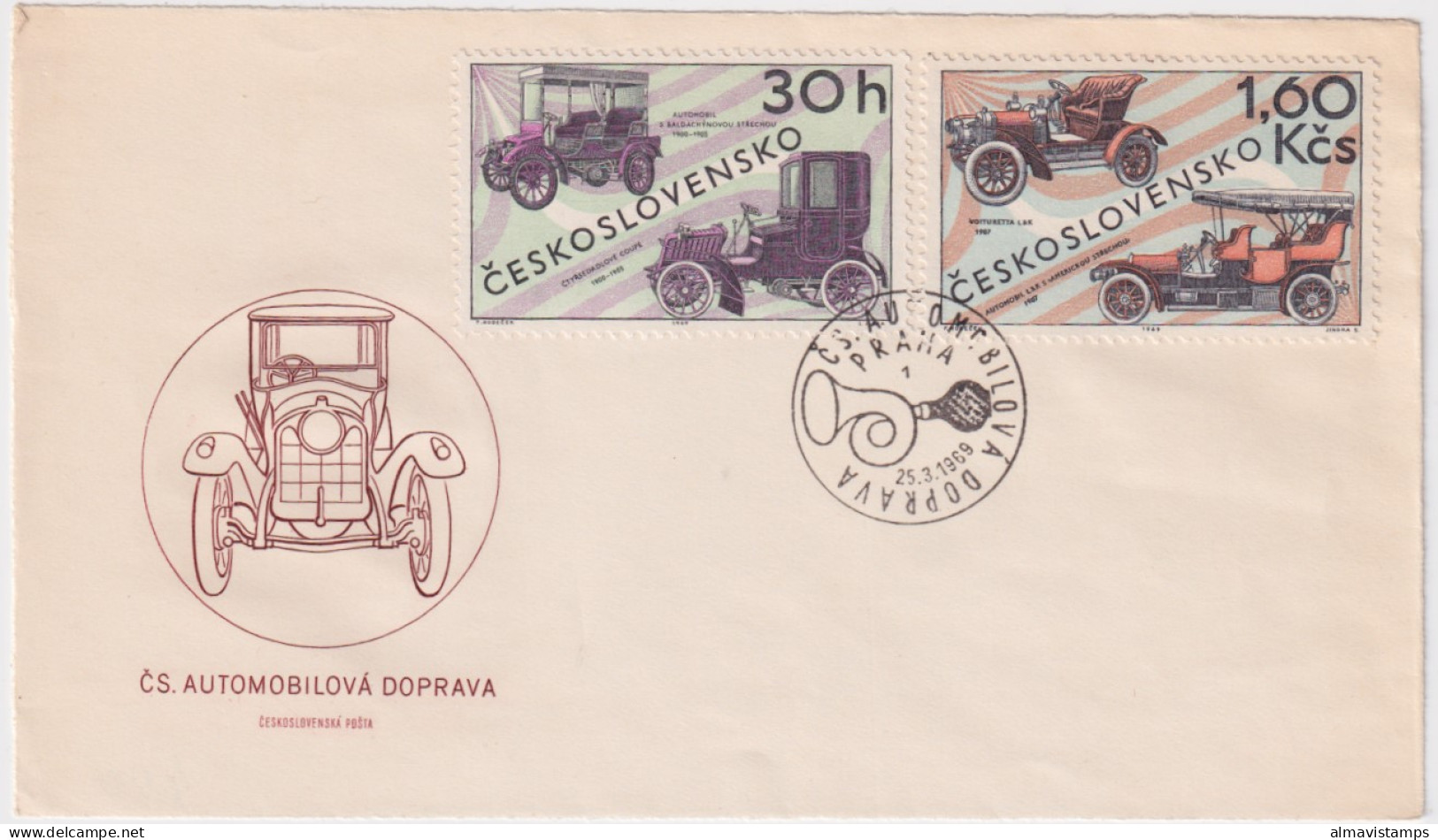 1969-Cecoslovacchia Automobili Serie Cpl. (1713/5) Su Due Fdc - Storia Postale