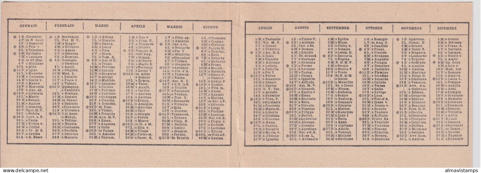 1953-calendarietto "pro Opere Caritative Del Cenacolo S.A." - Formato Piccolo : 1941-60