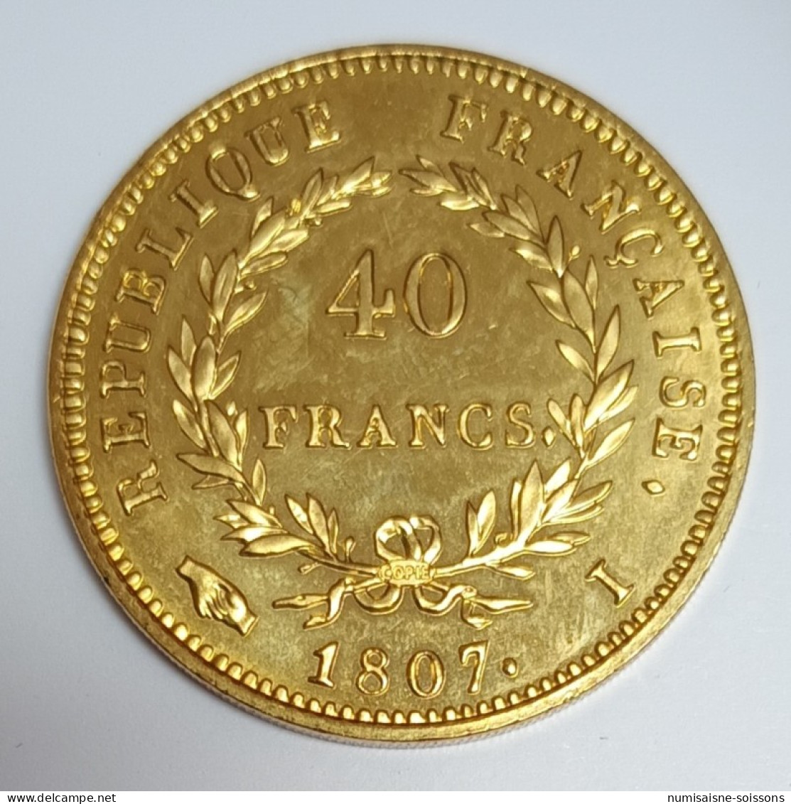 FRANCE - REPRODUCTION - 40 FRANCS 1807 - NAPOLÉON 1ER - CUIVRE DORÉ - SPL - 40 Francs (oro)