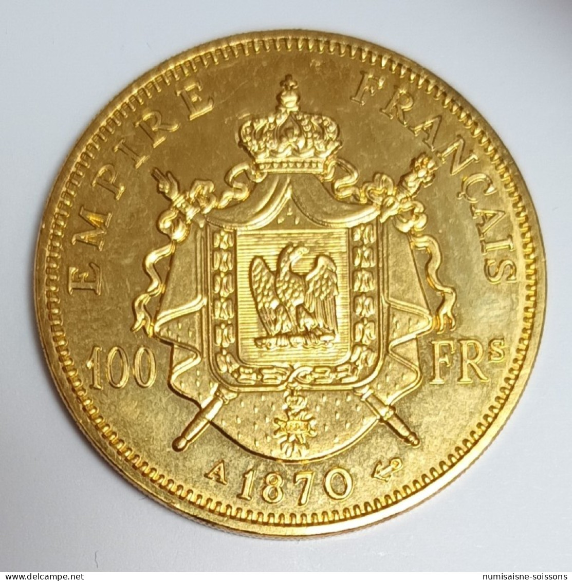 FRANCE - REPRODUCTION - 100 FRANCS 1870 - NAPOLÉON III - CUIVRE DORÉ - SPL - 100 Francs (gold)