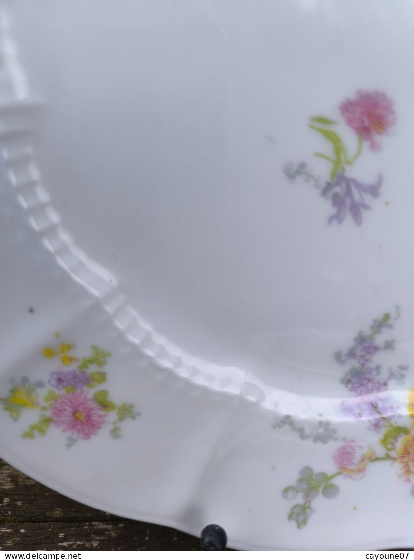 Charles  Ahrenfeldt six assiettes plates porcelaine de Limoges décor floral  vers 1900 n°2