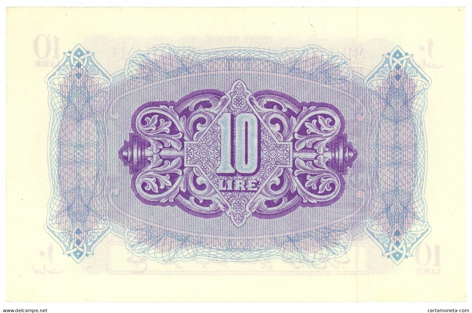 10 LIRE OCCUPAZIONE INGLESE TRIPOLITANIA MILITARY AUTHORITY 1943 QFDS - Occupation Alliés Seconde Guerre Mondiale