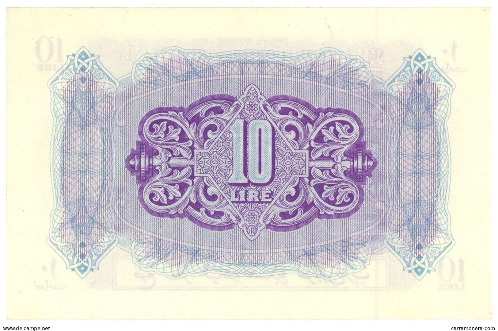 10 LIRE OCCUPAZIONE INGLESE TRIPOLITANIA MILITARY AUTHORITY 1943 QFDS - Ocupación Aliados Segunda Guerra Mundial