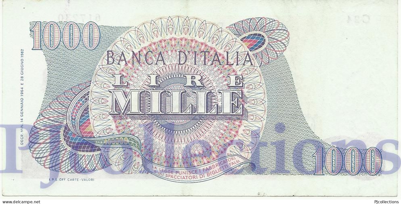 ITALIA - ITALY 1000 LIRE 14/01/1964 PICK 96b AU+ - 1000 Lire