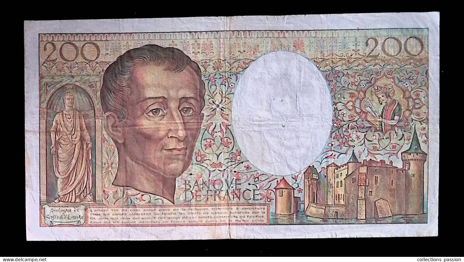 Billet, France, Deux Cents, 200 Francs, 1984, 2 Scans, Frais Fr 1.95 E - 200 F 1981-1994 ''Montesquieu''