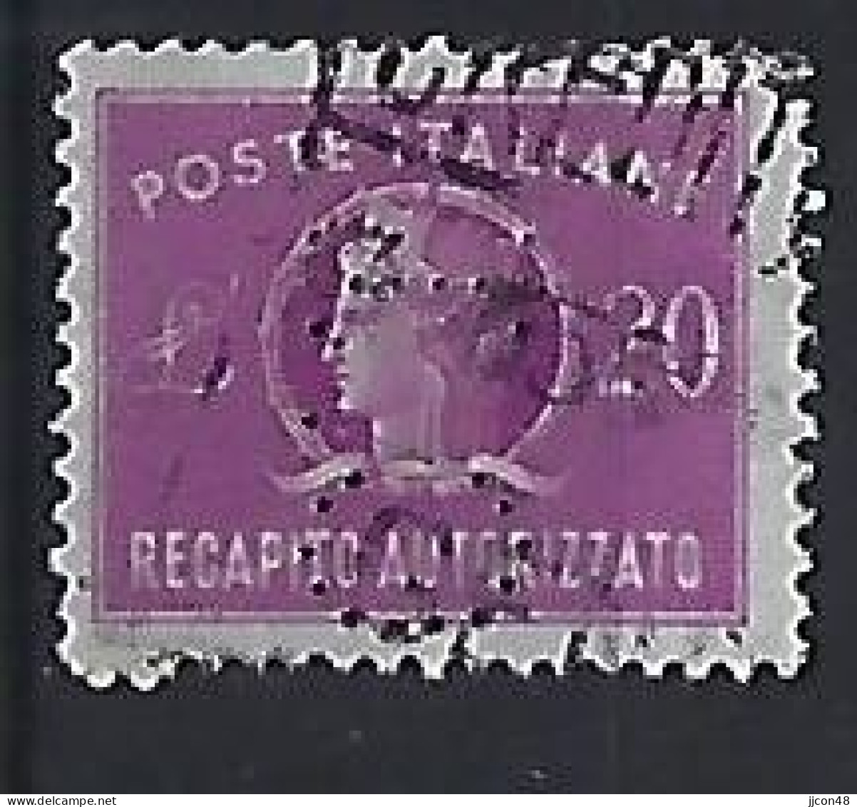 Italy 1955 Italia Turrita (o) Mi. 11 (Perfin C.I.) - Revenue Stamps