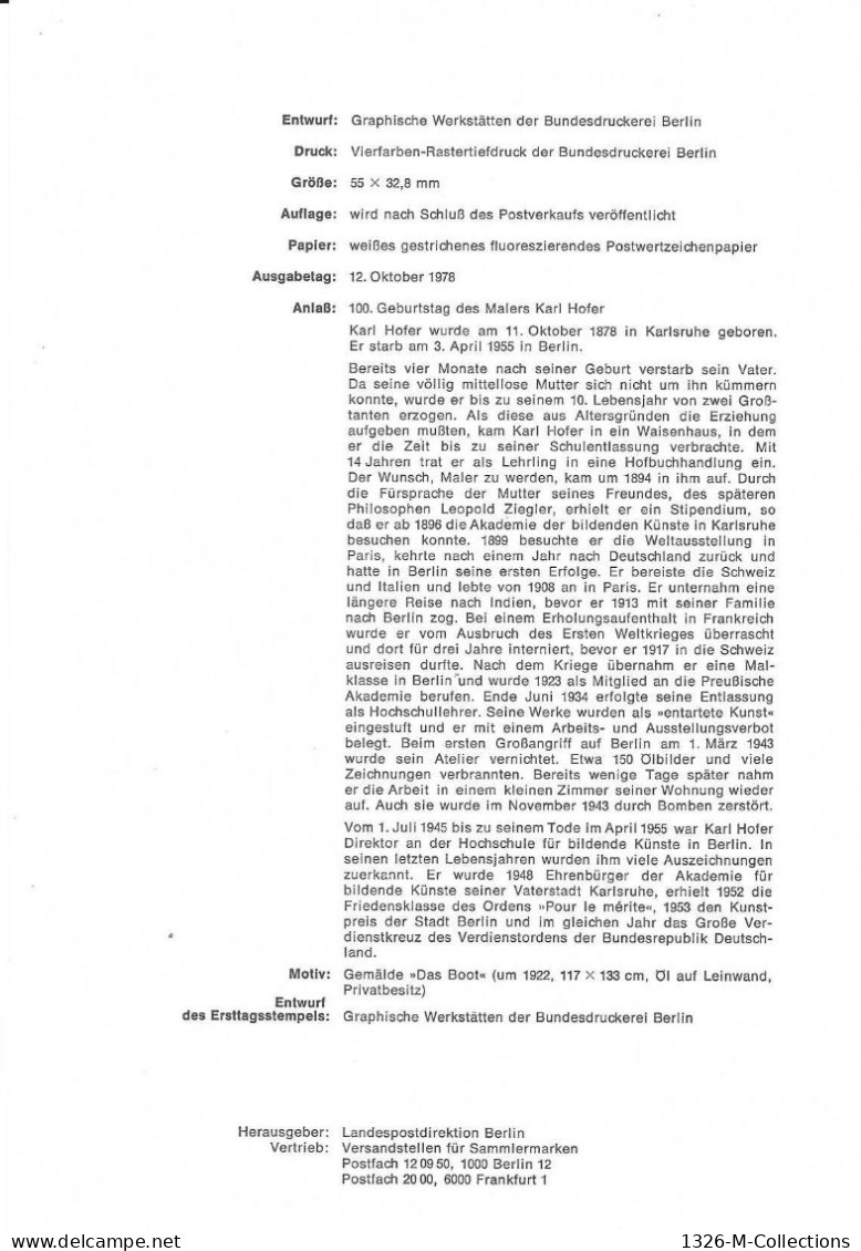 Fiche 1e Jour 15 X 21 Cm ALLEMAGNE BERLIN N° 534 Y & T - 1° Giorno – FDC (foglietti)