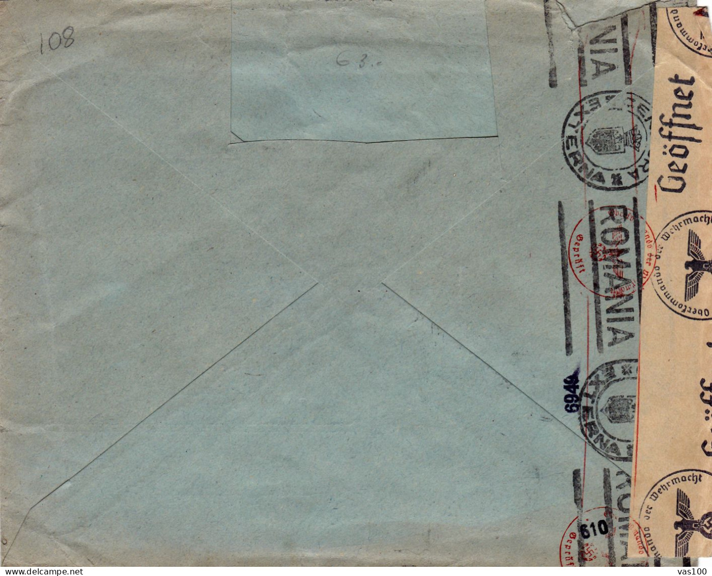 ROMANIA COVER CENSORED 1942 POSTE AERIENNE  TO GERMANY - Covers & Documents