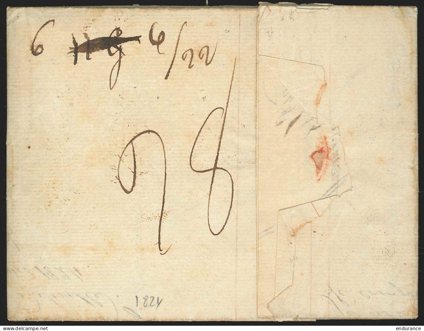 L. 1824 GEND (Gand) + P.P Pour Seville (Espagne) + Diverses Bonifications - 1815-1830 (Hollandse Tijd)