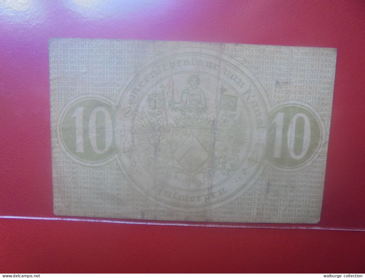 RANST 10 Centimes 1918 (Billet De Nécéssité) (B.33) - 1-2 Francs