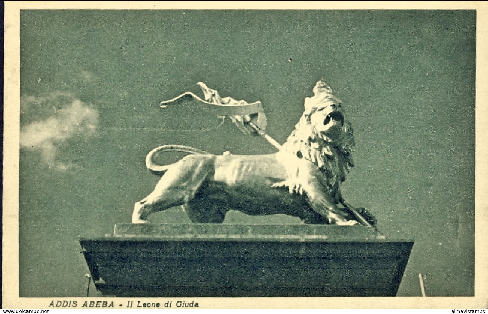 1937-Etiopia Cat.Sassone Euro 180, Cartolina Addis Abeba Il Leone Di Giuda Affr. - Ethiopië