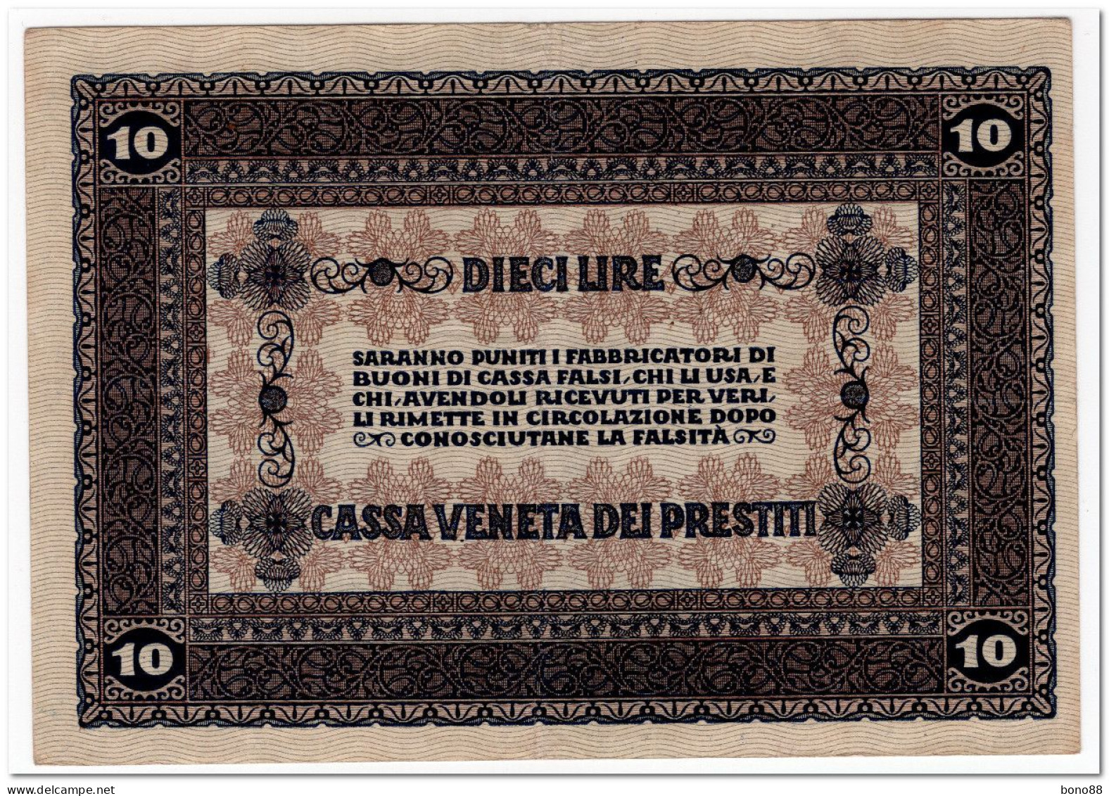 ITALY,CASA VENETA DEI PRESTITI,10 LIRE,1918,P.M6,VF-XF - Colecciones