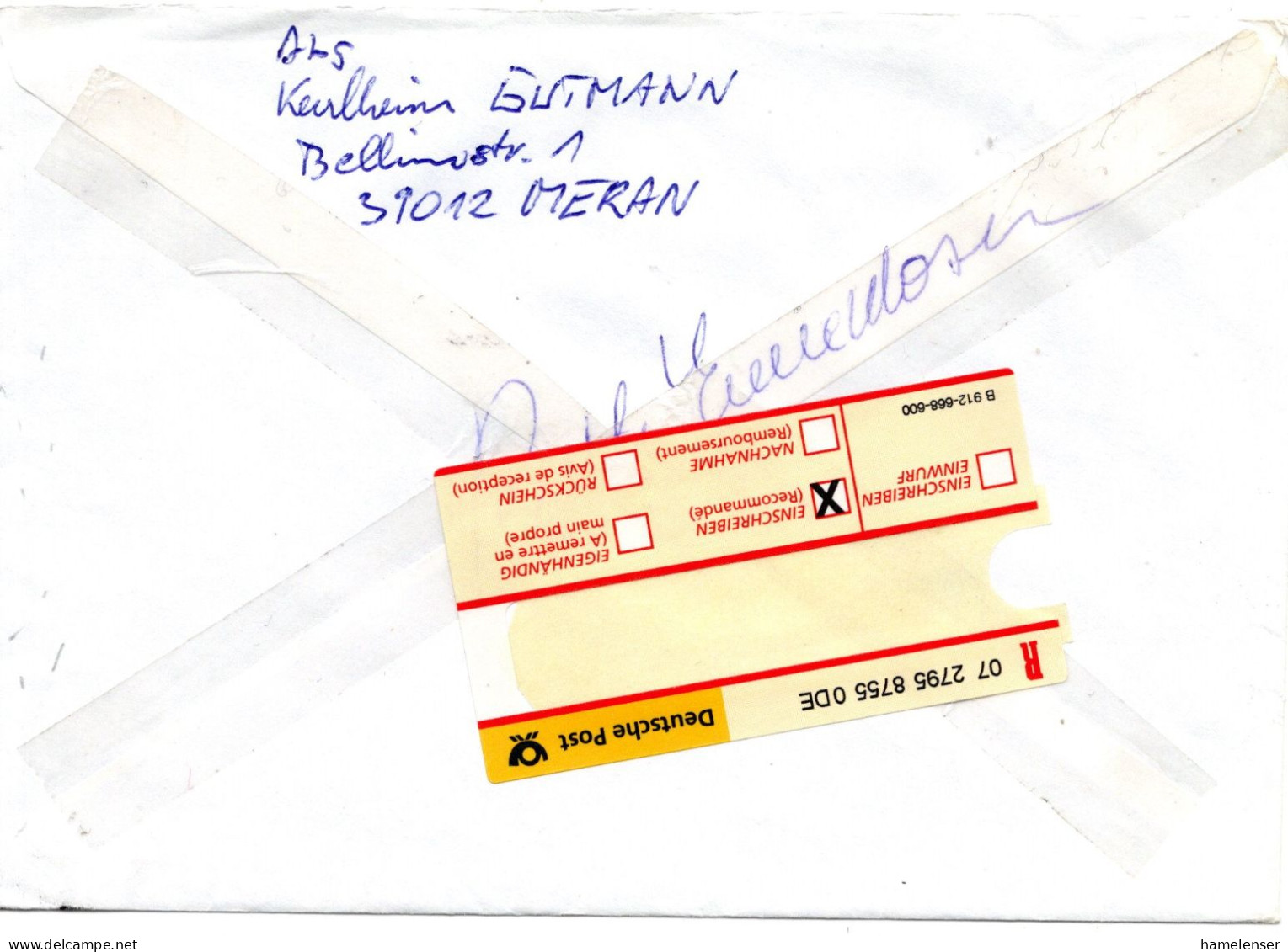 79669 - Italien - 2002 - 5000L EF A R-Bf MERANO -> Deutschland - 2001-10: Poststempel