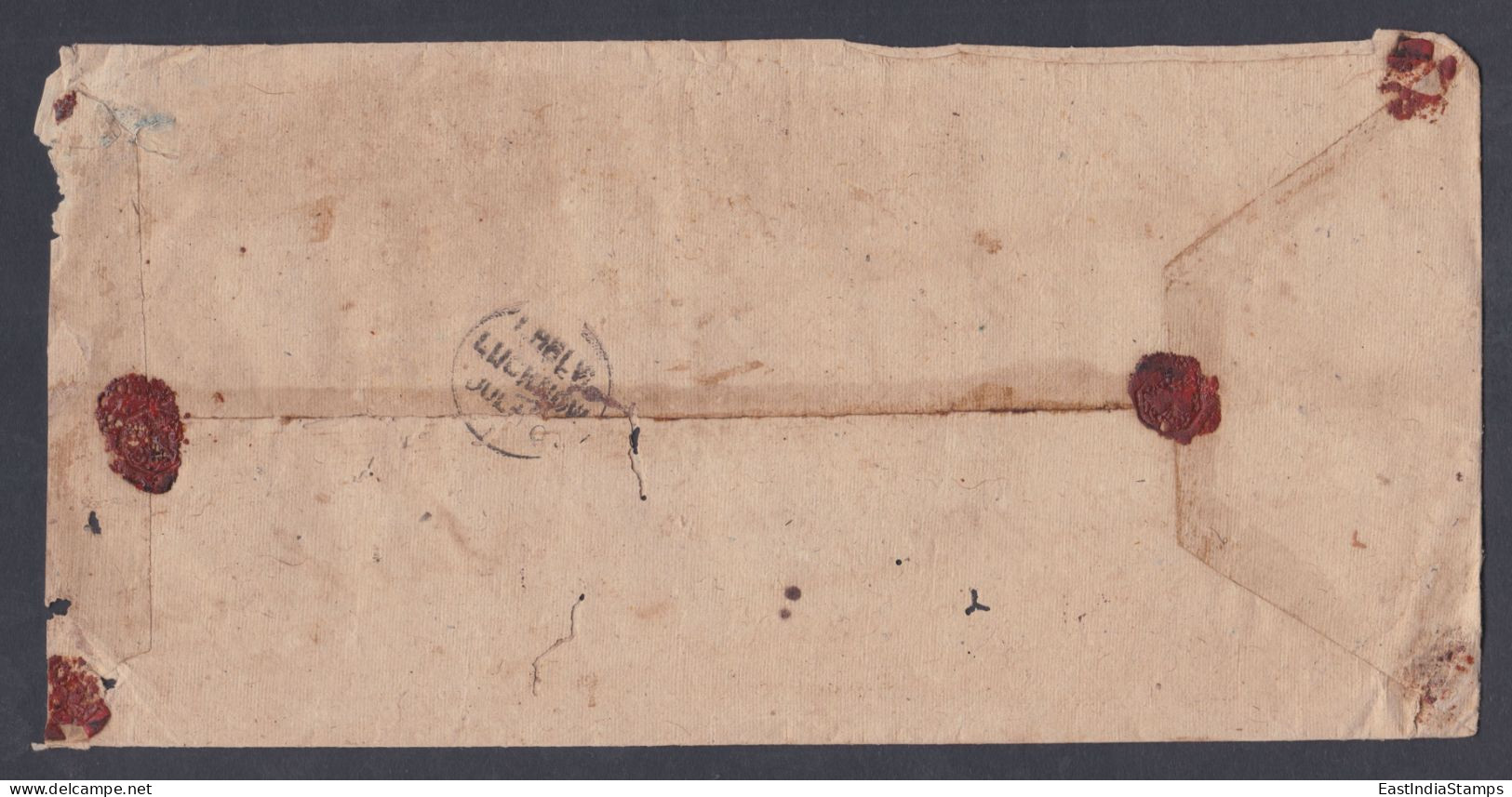 Inde India 1860's Used Registered Cover East India Queen Victoria Stamps, Half Anna Block Of 6, Lucknow, M-7 Postmark - 1858-79 Crown Colony