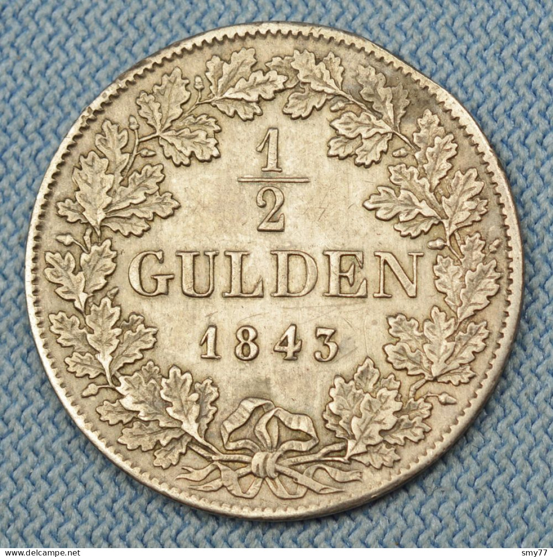 Nassau • 1/2 Gulden 1843 • Vzgl / AUNC • Adolph • Ag 900 ‰ • German States / Florin • Minor Edge Damage • [24-889] - Taler & Doppeltaler