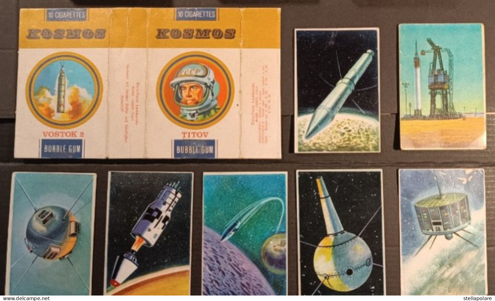 KOSMOS SPACE TRADING CARDS + CIGARETTES PACKETS DOLCIFICIO LOMBARDO LA STORIA DELL'ASTRONAUTICA 1968 FIGURINE CARTONATE - Other & Unclassified