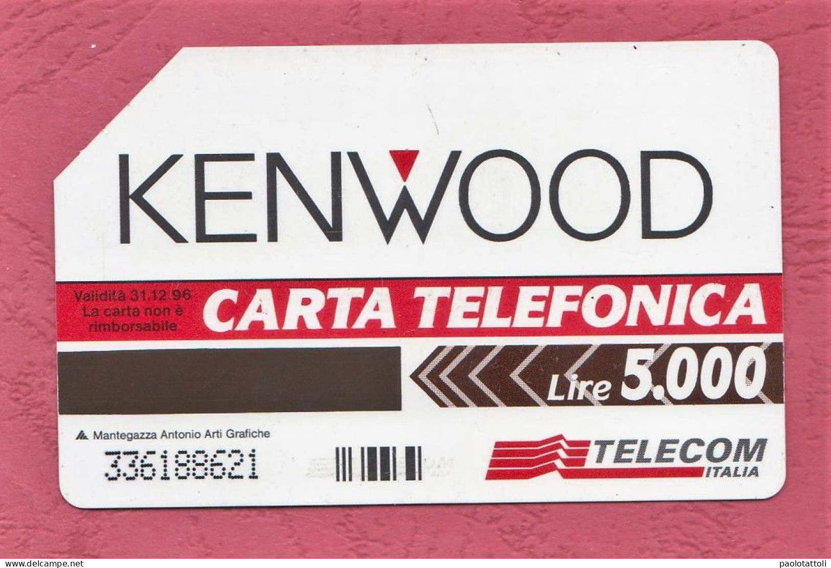 Italy- TELECOM-   Kenwood. KRC 956R- Phone Card Used By 5000Lire. Ed.Mantegazza. Exp 31.12.1996. Golden 423. - Publiques Figurées Ordinaires