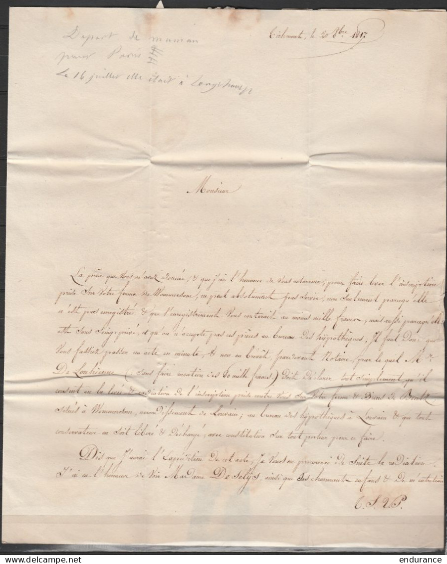 L. Datée 1817 Lettre Avec Marques "THIENEN/FRANCO" + "CHARGE ". - 1815-1830 (Dutch Period)