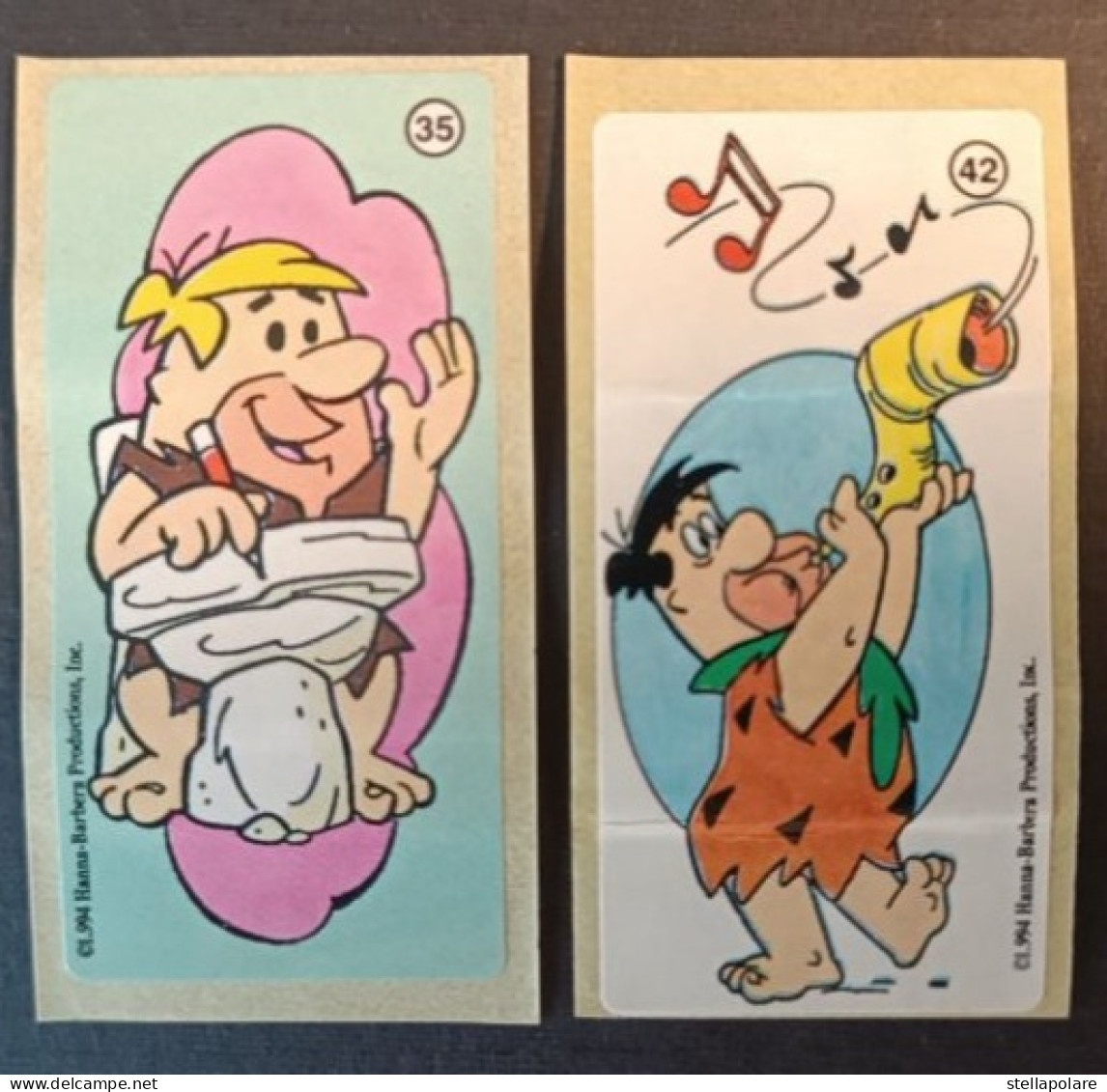 Lot Of 8 Bubble Gum DUNKIN FLINTSTONES HANNA - BARBERA PRODUCTION 1994 Stickers Короткий текст GLI ANTENATI Наклейки - Andere & Zonder Classificatie