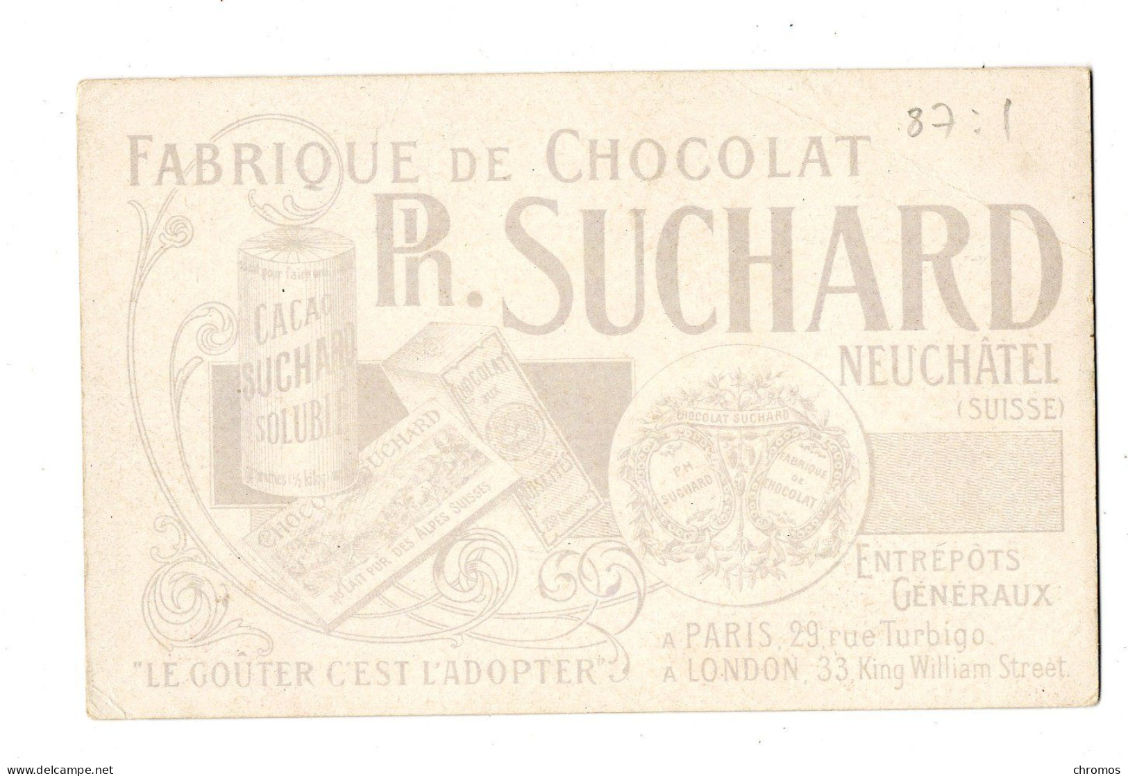 Chromo Chocolat Suchard, S 87 / 3, Expo Universelle, Chalet Suisse - Suchard