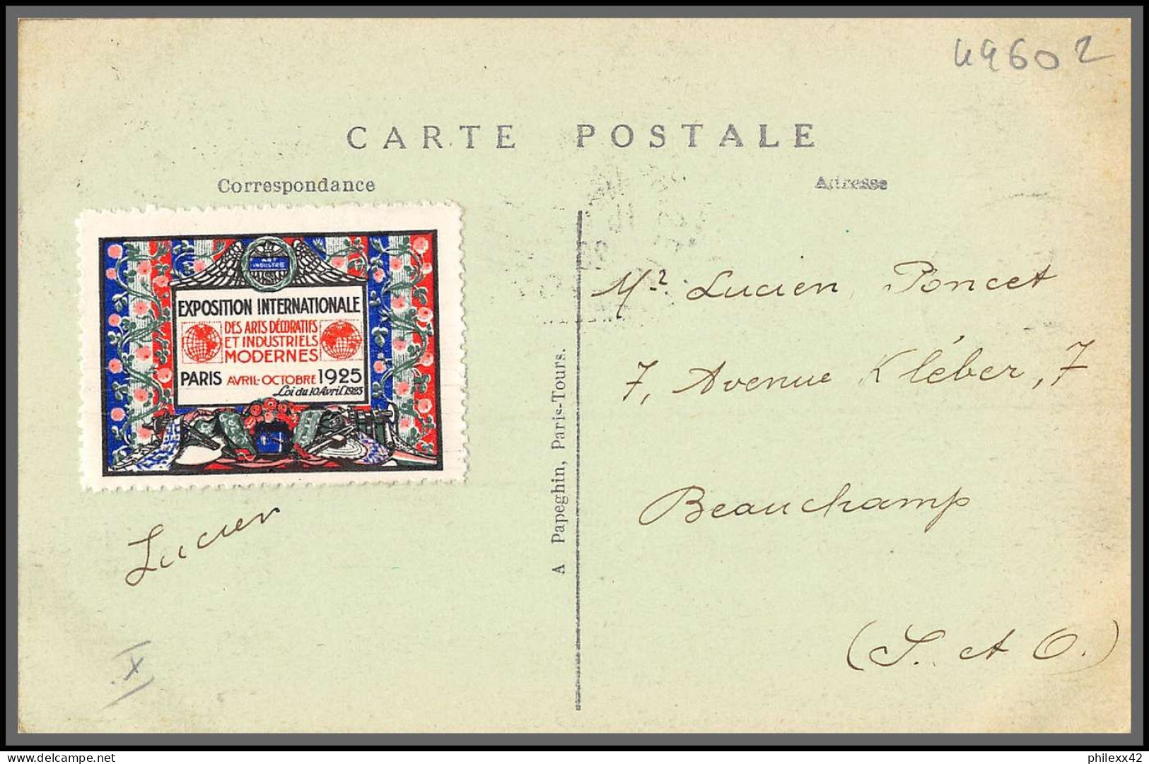 49602 N°211 Vue Générale Exposition Arts Décoratifs Paris 1925 Vignette France Carte Maximum (card) - ...-1929
