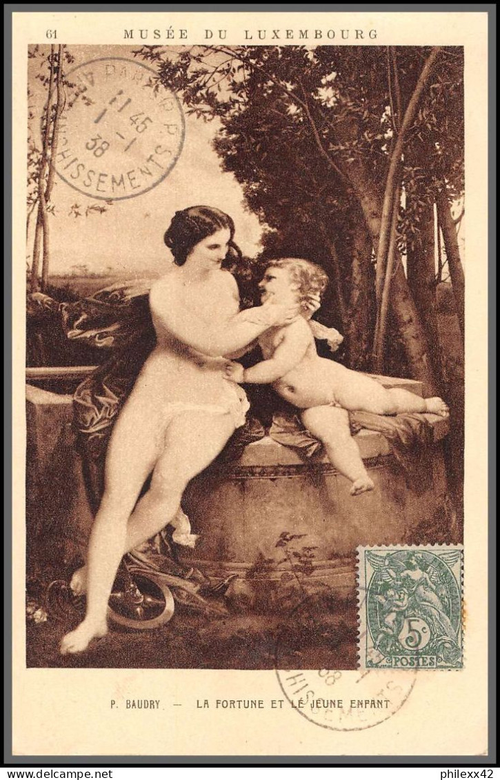 49444 N°111 Blanc Lot De 3 Cartes La Fortune Et Le Jeune Enfant 1907/1938/1947 France Femme Ange Angelot Carte Maximum - ...-1929