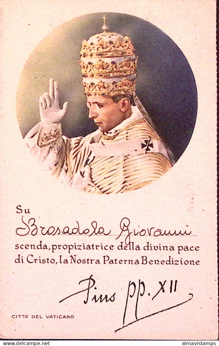 1942-PIO XII, Cartolina Con Benedizione Pontificia, Viaggiata Vaticano (8.9) - Covers & Documents
