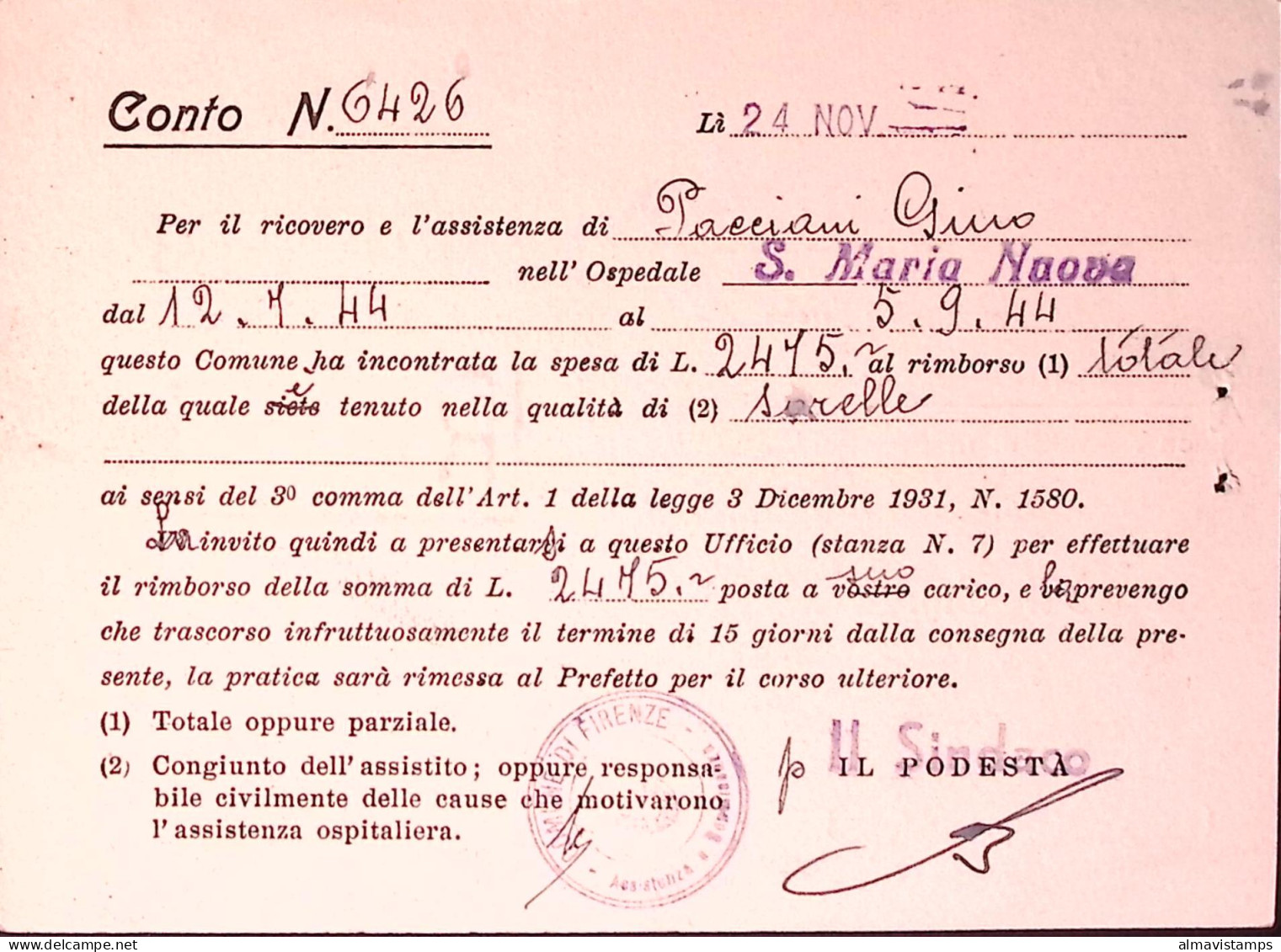 1944-Imperiale Sopr. PM C.50 (7) + Imperiale Lire 1 (252A) Su Cartolina Raccoman - Poststempel